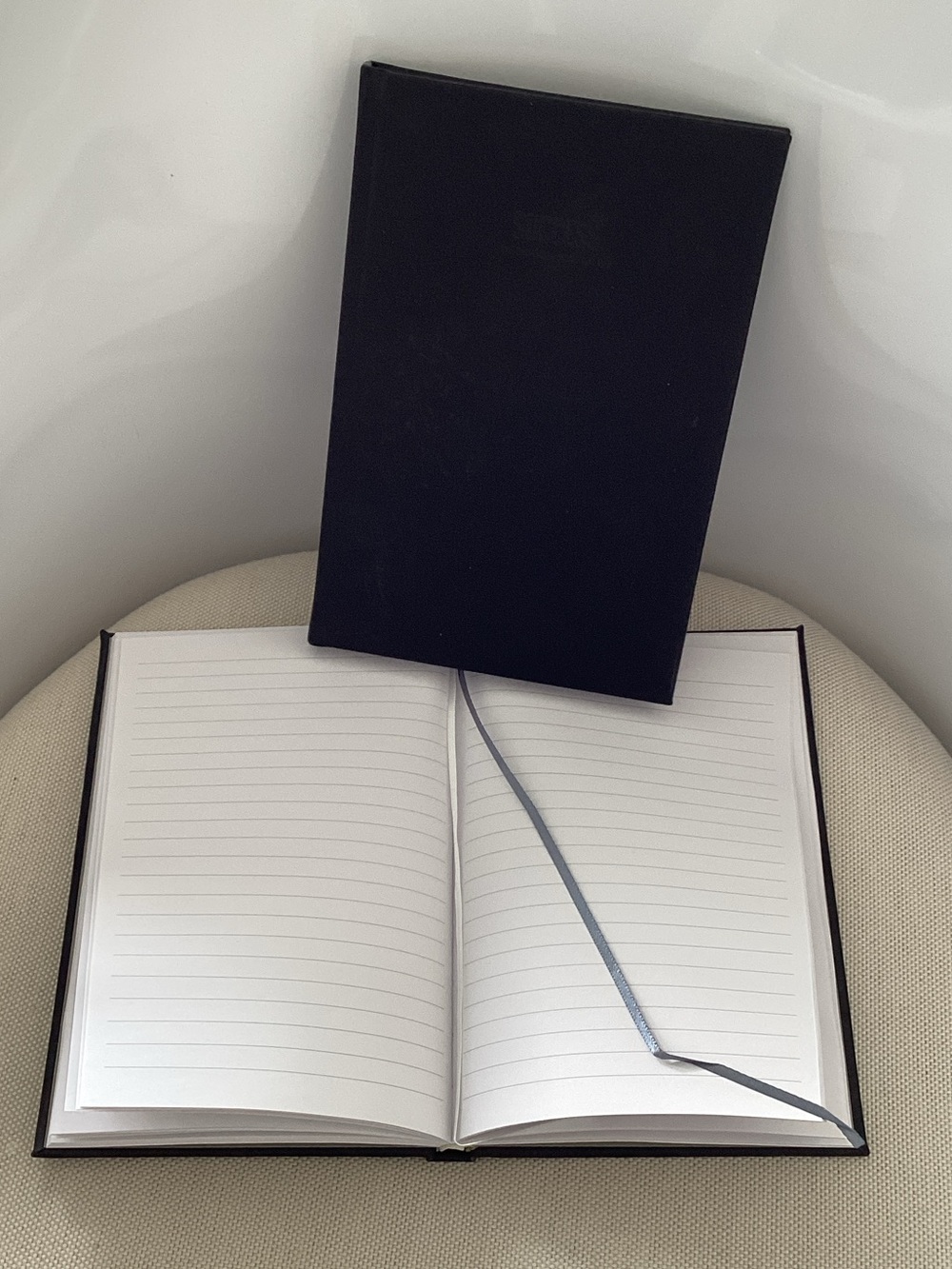 Classic Black Hardcover Lined Journal with Ribbon Bookmark Set of 2